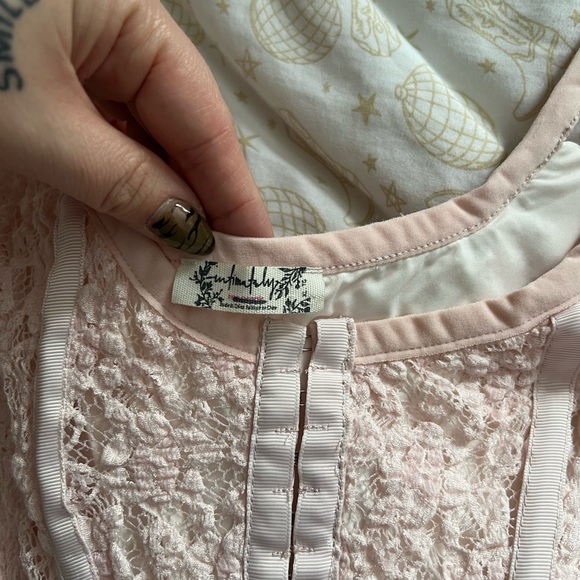 Free People Pink Textured Lace-Up Top - Picture 2 of 3